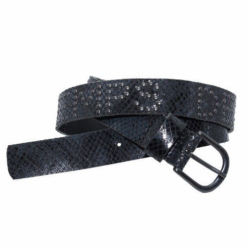 Ceinture Le Temps des Cerises femme modèle Fancy en cuir à motifs python gris et noir