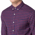 Chemise Tommy Hilfiger homme modèle Alroy en coton à carreaux rouge et bleu