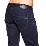 Jean Japan Rags 711 Kruge pour homme coupe ajustée couleur bleu foncé wc422