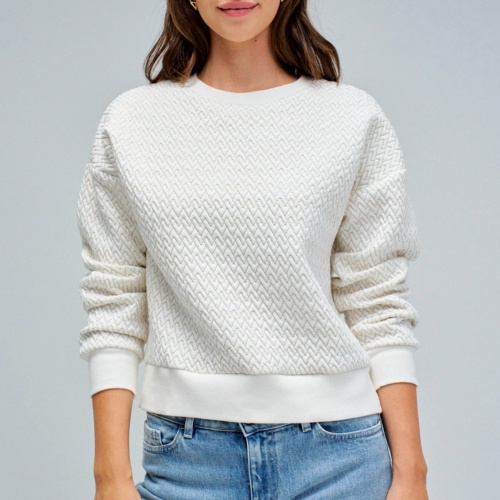 Sweat Salsa Jeans femme blanc motifs brodés or