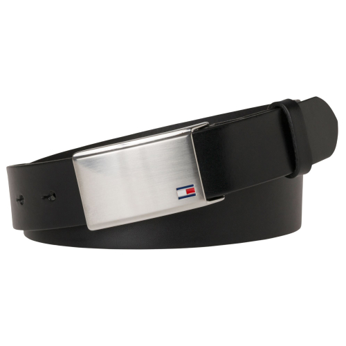 Ceinture Tommy Hilfiger en cuir noir avec boucle plate