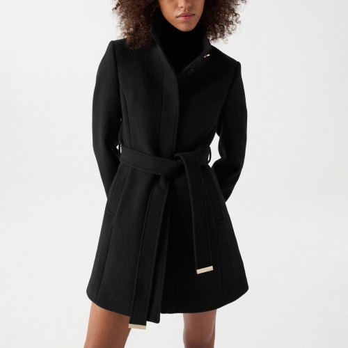 Manteau en drap de laine noir Salsa femme