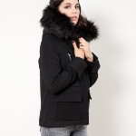 Manteau en drap de laine noir Le Temps des Cerises femme Marlow