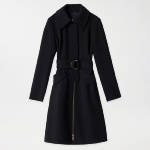 Manteau long en gabardine noire Salsa pour femme