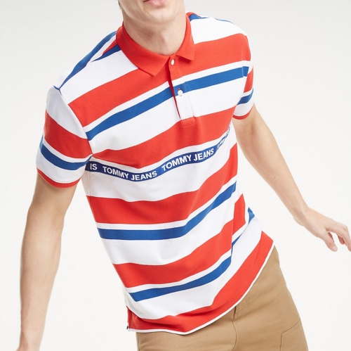 Polo Tommy Hilfiger Jeans homme rayé blanc, rouge et bleu