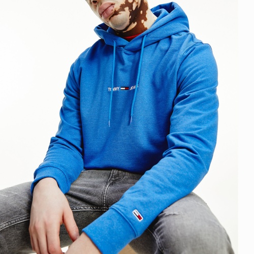 Sweat capuche Tommy Hilfiger Jeans homme bleu chiné