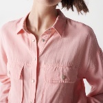 Chemise Salsa femme en lin et lyocell rose