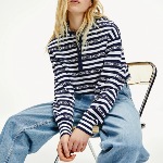 Sweat rayé Tommy Jeans femme bleu marine et blanc