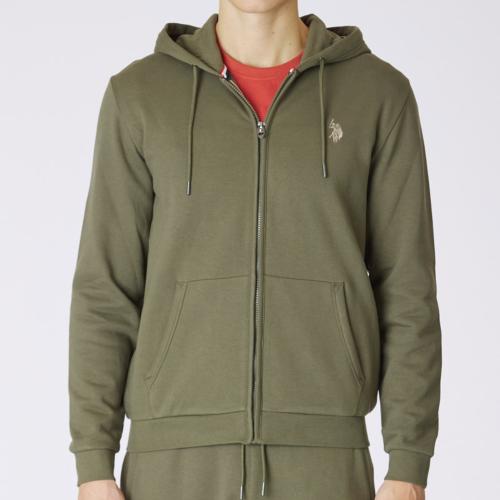Veste Sweat zippé capuche Us Polo Assn kaki