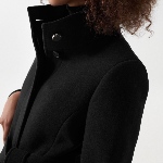 Manteau en drap de laine noir Salsa femme