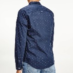 Chemise slim Tommy Hilfiger homme en coton bleu marine à motifs