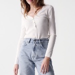 Pull Salsa Jeans femme blanc