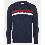 Pull Tommy Hilfiger Jeans  homme Block Stripe bleu marine