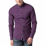 Chemise Tommy Hilfiger homme modèle Alroy en coton à carreaux rouge et bleu