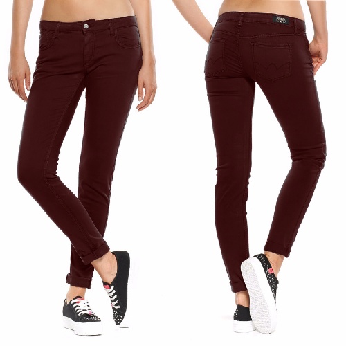 Jean Le Temps des Cerises 316 couleur bordeau coupe slim pour femme