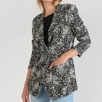 Veste blazer femme Le Temps des Cerises Urielle noire à motifs