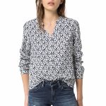 Blouse Tommy Hilfiger femme en viscose blanc à motifs bleu majolica