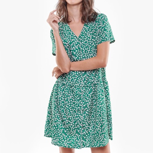 Robe Le Temps des Cerises Mirama Liberty vert tropical