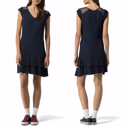 Robe Tommy Hilfiger modèle Frill Hem bleu marine