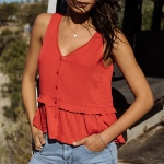 Top Débardeur femme Freeman T Porter Clarita Plain Color rouge