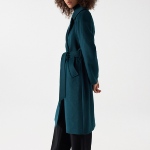 Manteau long femme Salsa en drap de laine vert foncé