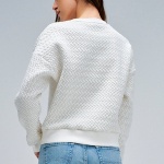 Sweat Salsa Jeans femme blanc motifs brodés or