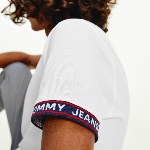 Polo blanc Tommy Jeans Homme col contrasté