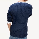 Pull Tommy Jeans homme en maille torsadée bleu marine