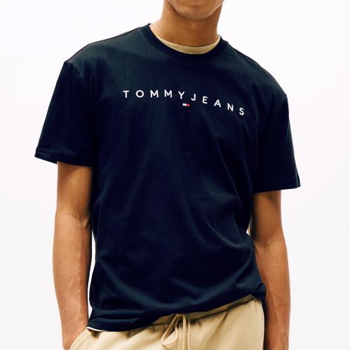 T Shirt Tommy Jeans bleu marine avec logo brodé