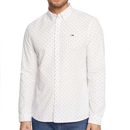 Chemise à motifs brodés Tommy Hilfiger en coton blanc