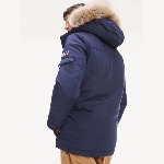 Parka Tommy Jeans homme bleu marine avec col fourrure