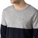 Pull Tommy Hilfiger homme modèle Georgia bicolore gris & bleu marine