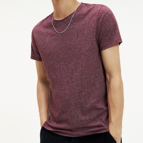 T Shirt slim Tommy Jeans en coton bordeaux chiné