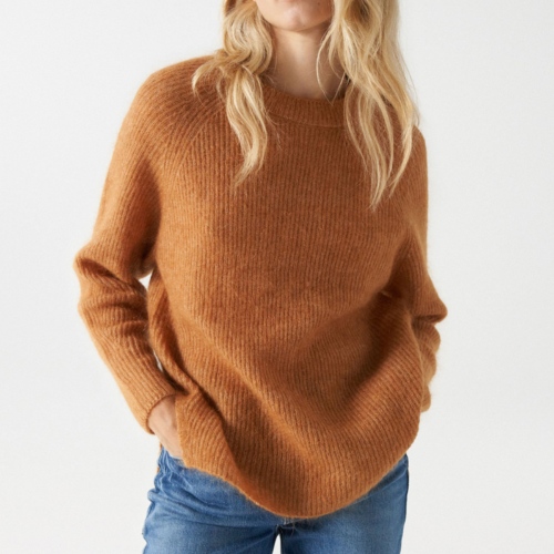 Pull en laine et mohair camel Salsa pour femme