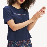 T Shirt femme Tommy Hilfiger bleu marine logo Tommy Jeans