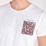 T Shirt Le Temps des Cerises Homme Tosa blanc poche motifs rouges