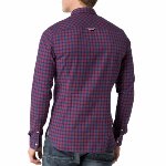 Chemise Tommy Hilfiger homme modèle Alroy en coton à carreaux rouge et bleu