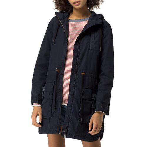 Parka Tommy Hilfiger femme en coton bleu marine