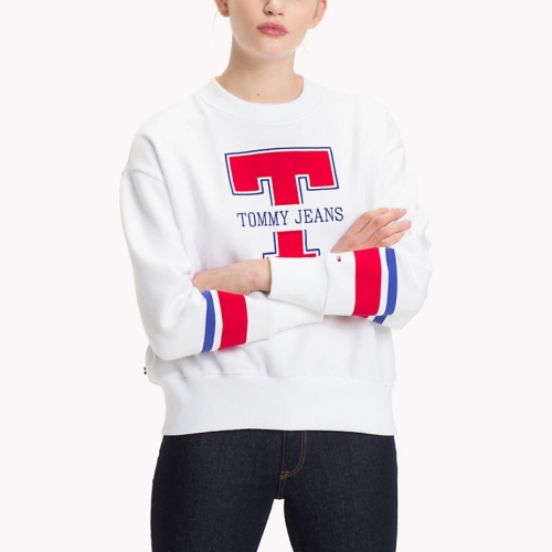 Sweat femme Tommy Jeans blanc T rouge