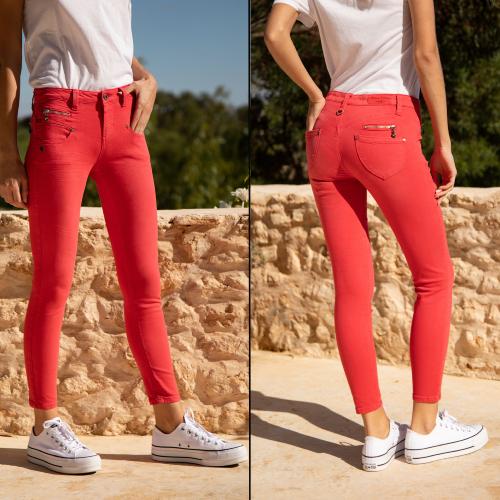 Pantalon 7/8 éme taille haute femme Freeman T Porter Alexa Cropped rouge