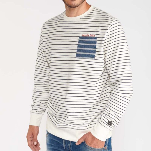 Sweat Le Temps des Cerises homme Parlin blanc rayé