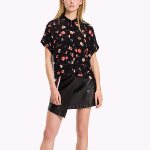 Chemisier femme Tommy Hilfiger noir imprimé de fleurs