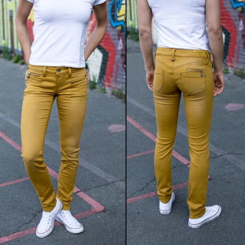 Jean femme Freeman T Porter Alexa Magic Slim jaune golden palm