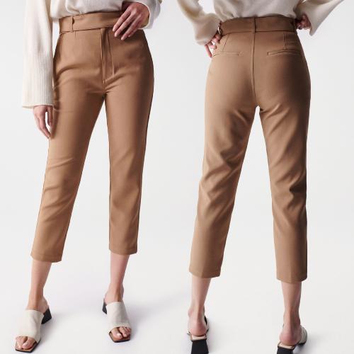 Pantalon taille haute Salsa femme beige