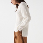 Pull en laine et mohair blanc cassé Salsa pour femme