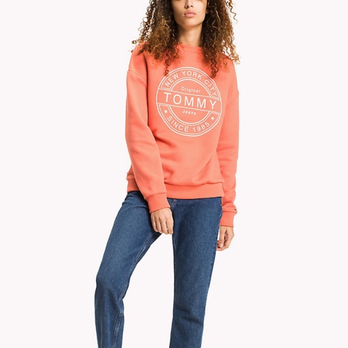 Sweat femme Tommy Hilfiger Jeans corail