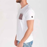 T Shirt Le Temps des Cerises Homme Tosa blanc poche motifs rouges