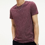 T Shirt slim Tommy Jeans en coton bordeaux chiné