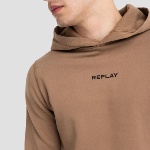 Sweat capuche Replay Jeans beige marron safari