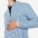 Chemise Tommy Hilfiger homme en coton vichy bleu regatta